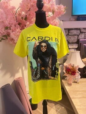 Cardi B Neon Yellow Graphic Tee - Women's Short Sleeve